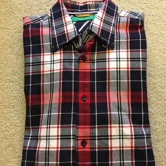 Tommy Hilfiger Limited Plaid Button Shirt Red Long Sleeve Casual Men's Size M - Picture 10 of 10
